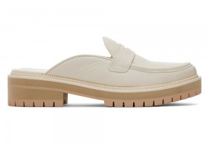 Toms Cara Mule Light Sand Leder Loafer Beige | 2687MWQTZ