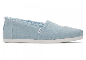 Toms Fringed Washed Denim Blau | 1647ISPCM