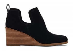 Toms Kallie Wildleder Wedge Weite Breite Schwarz | 7523HQXGD