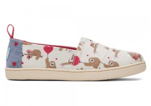 Toms Youth Valentines Day Sloths Kids Shoe Beige | 1375SOAUG