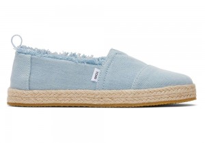 Toms Youth Washed Denim Kids Shoe Blau | 1376PUTQC