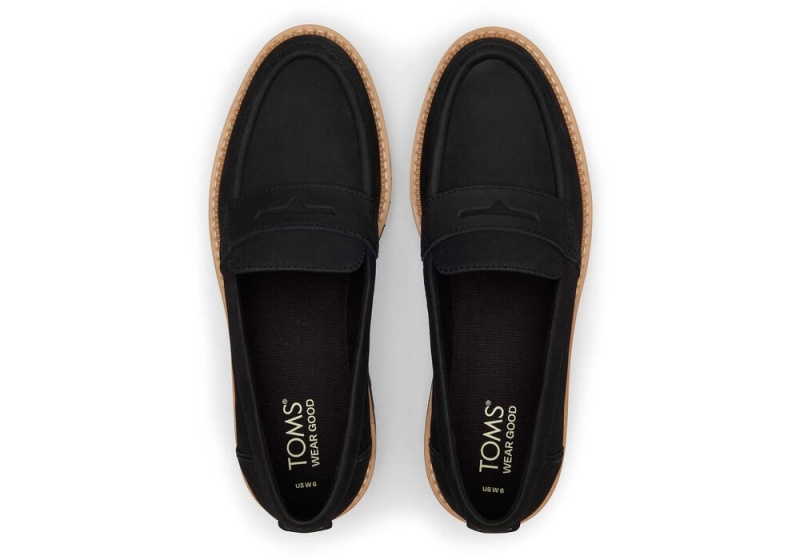 Toms Cara Leder Loafer Schwarz | 1346OGKMS