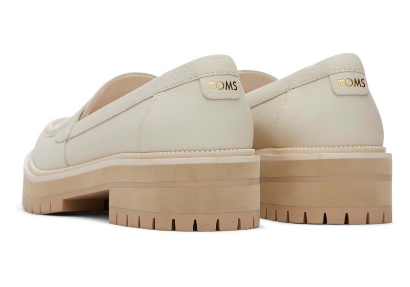 Toms Cara Light Sand Leder Loafer Beige | 5891EAMLR