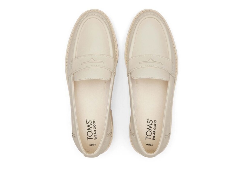 Toms Cara Light Sand Leder Loafer Beige | 5891EAMLR