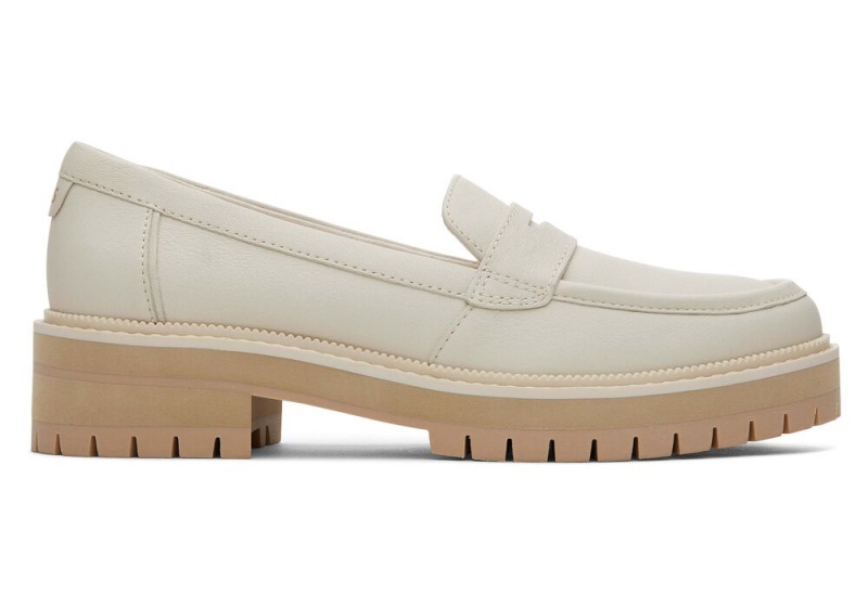 Toms Cara Light Sand Leder Loafer Beige | 5891EAMLR