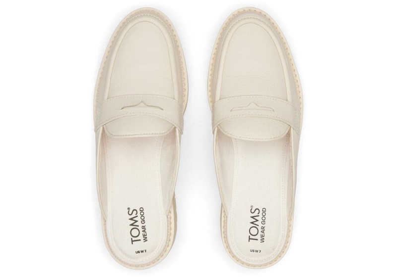 Toms Cara Mule Light Sand Leder Loafer Beige | 2687MWQTZ