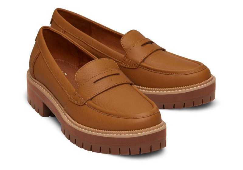 Toms Cara Tan Leder Loafer Braun | 3056YWRMU