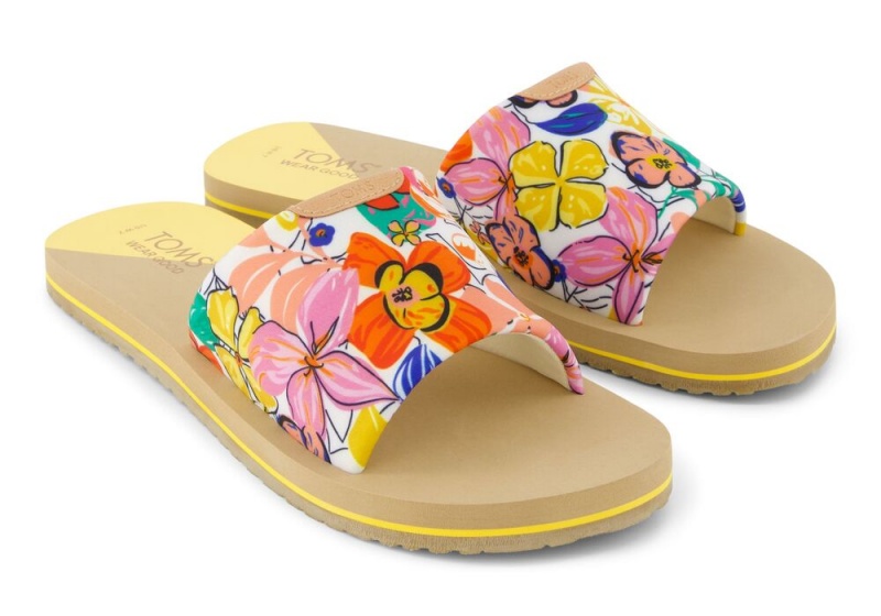 Toms Carly Painted Floral Jersey Badelatschen Blumen | 6380VKRMN