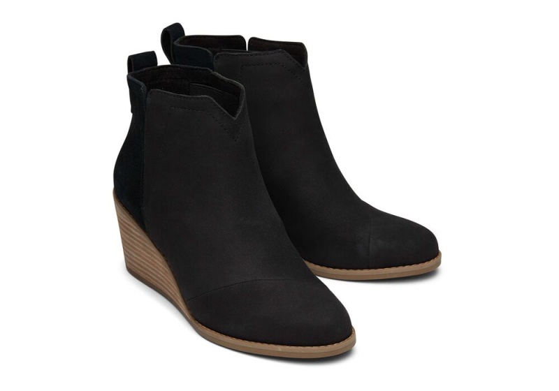 Toms Clare Leder Wedge Schwarz | 5962AQSWF