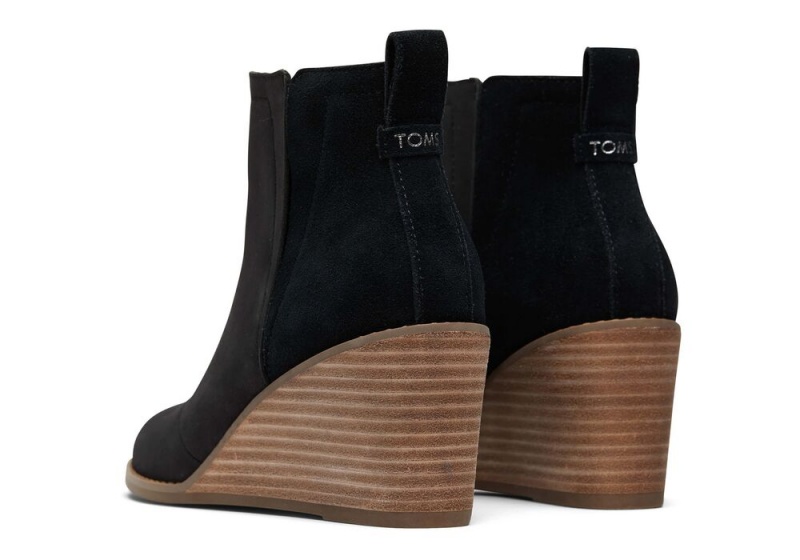 Toms Clare Leder Wedge Schwarz | 5962AQSWF