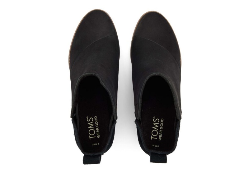 Toms Clare Leder Wedge Schwarz | 5962AQSWF