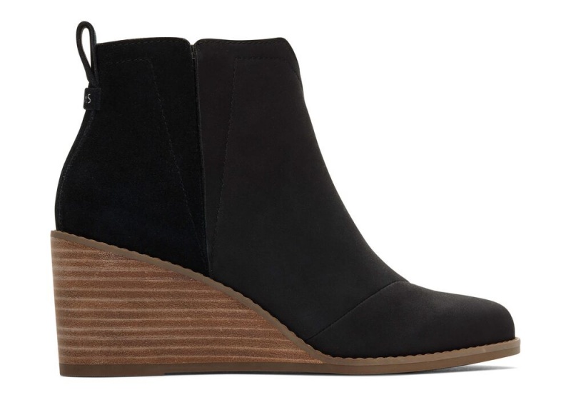 Toms Clare Leder Wedge Schwarz | 5962AQSWF