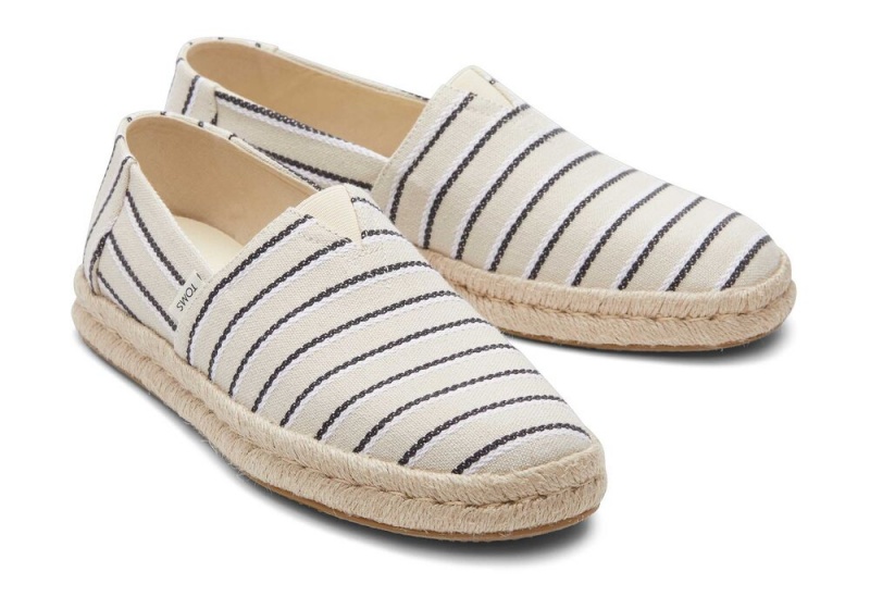 Toms Cream Woven Stripes Rope 2.0 Schwarz | 8753ZLJOU