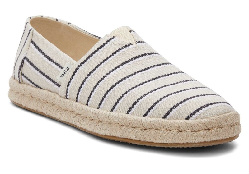 Toms Cream Woven Stripes Rope 2.0 Schwarz | 8753ZLJOU