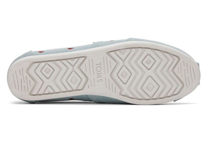 Toms Denim Embroidered Hearts Blau | 1437OSLQM