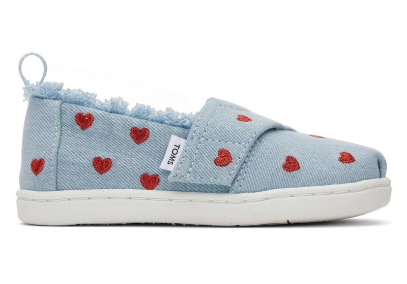 Toms Denim Hearts Toddler Shoe Blau | 6581XJWQE