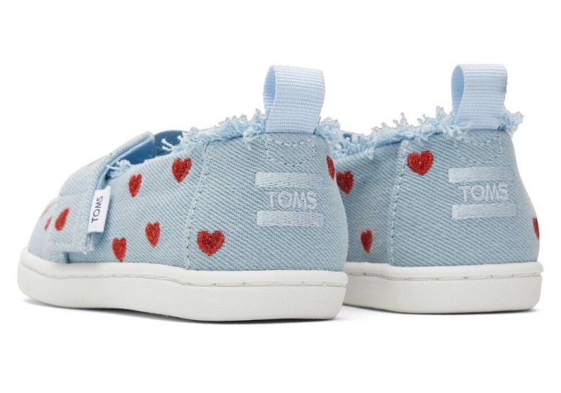 Toms Denim Hearts Toddler Shoe Blau | 6581XJWQE