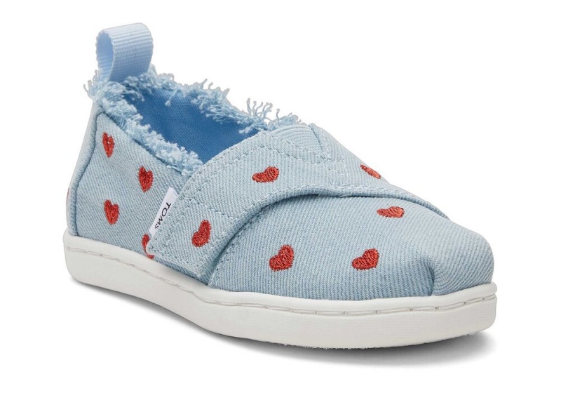 Toms Denim Hearts Toddler Shoe Blau | 6581XJWQE