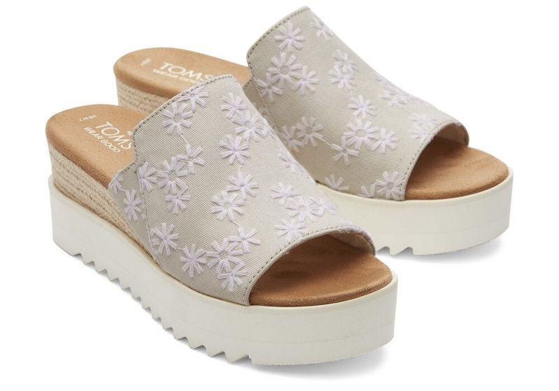 Toms Diana Mule Embroidered Floral Weiß | 3672ZRAMS