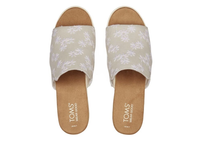 Toms Diana Mule Embroidered Floral Weiß | 3672ZRAMS