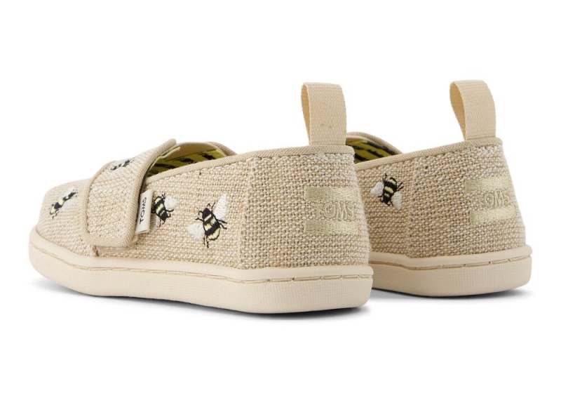 Toms Embroidered Bees Toddler Shoe Beige | 2015YVTCX