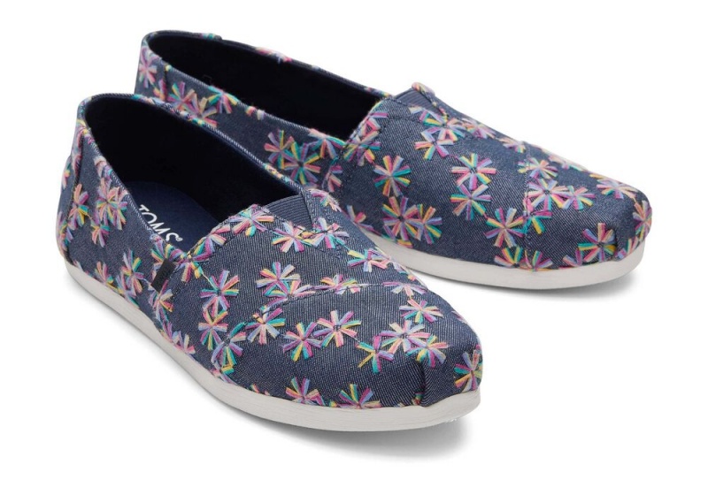 Toms Embroidered Floral Navy | 7614YJKNO