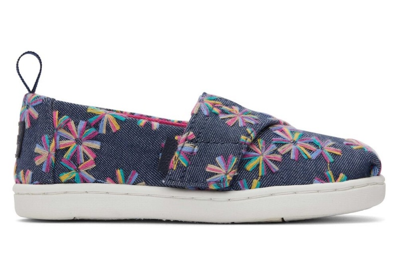 Toms Embroidered Floral Toddler Shoe Navy | 7043FSVCU