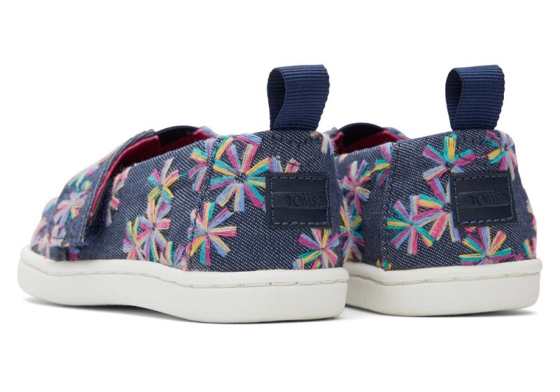 Toms Embroidered Floral Toddler Shoe Navy | 7043FSVCU