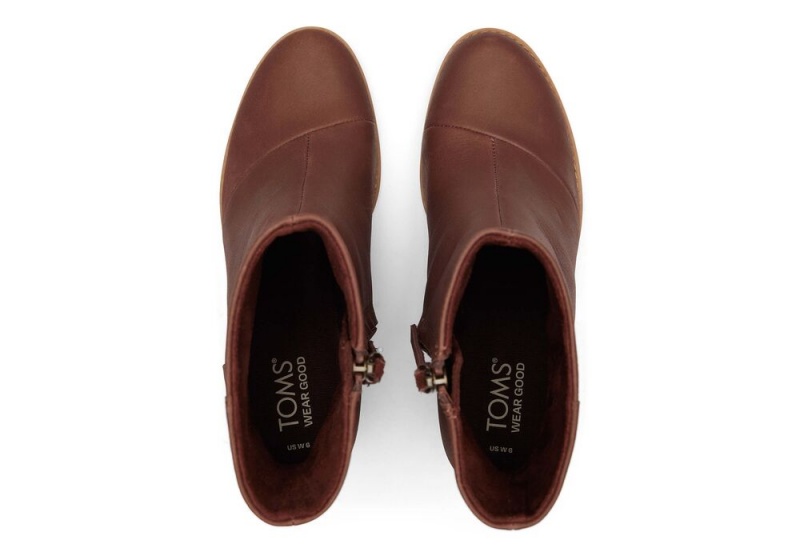 Toms Evelyn Chestnut Leder Absatz Braun | 3259IYCFW