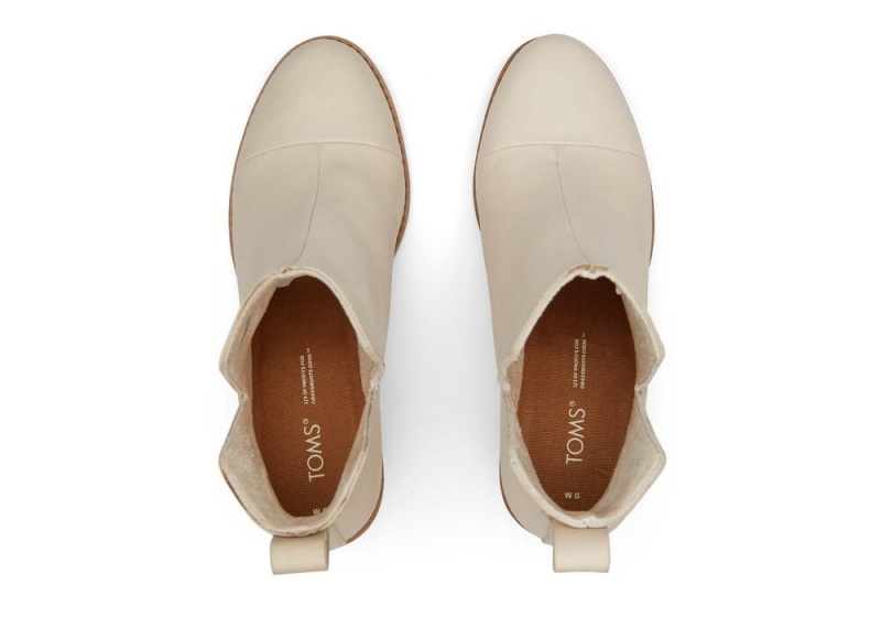 Toms Everly Beige Leder Cutout Absatz Beige | 9461RMNQB