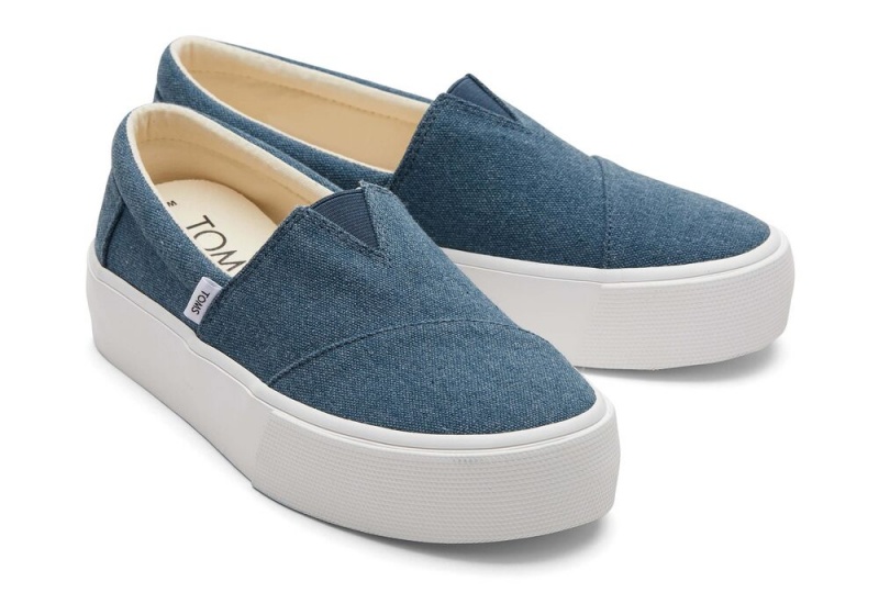 Toms Fenix Plattform Canvas Dunkelindigo | 8409MNZHK