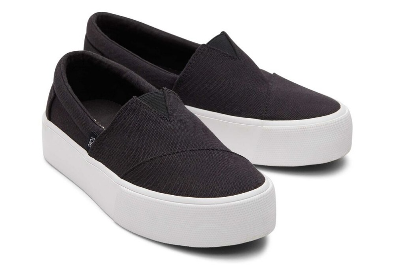 Toms Fenix Plattform Canvas Schwarz | 1695MQWJI