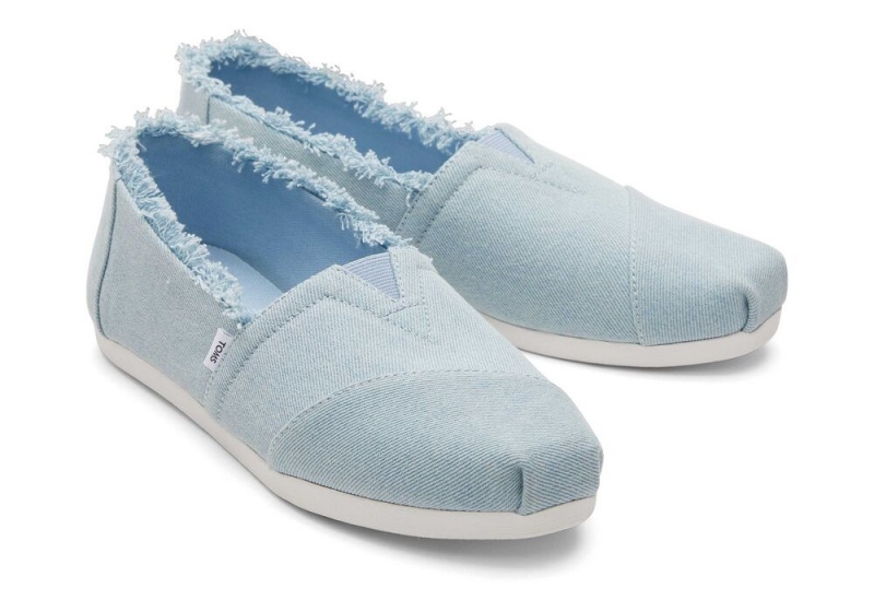 Toms Fringed Washed Denim Blau | 1647ISPCM