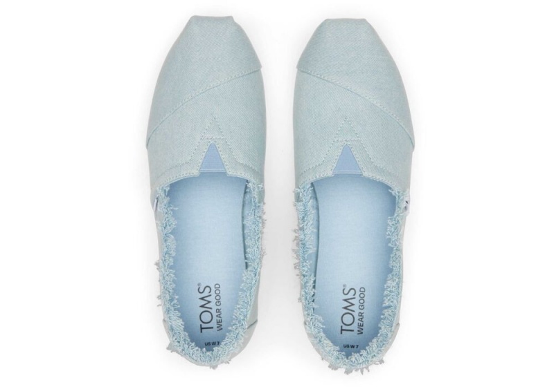 Toms Fringed Washed Denim Blau | 1647ISPCM