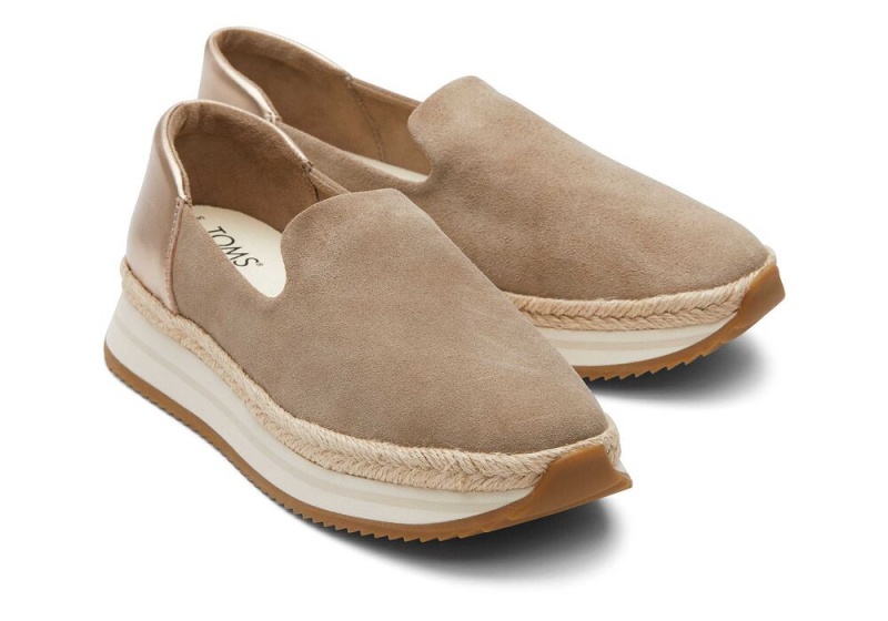 Toms Jocelyn Taupe Metallic Wildleder Silber | 4936TYIPZ