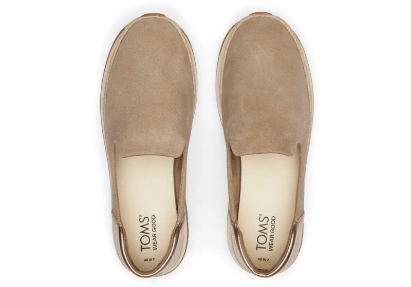 Toms Jocelyn Taupe Metallic Wildleder Silber | 4936TYIPZ