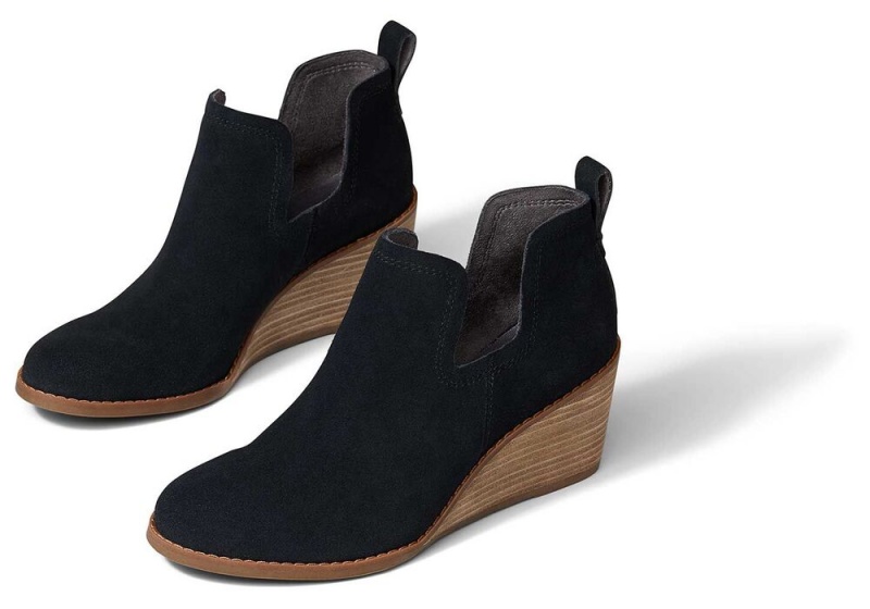 Toms Kallie Wildleder Wedge Schwarz | 0589IVODY