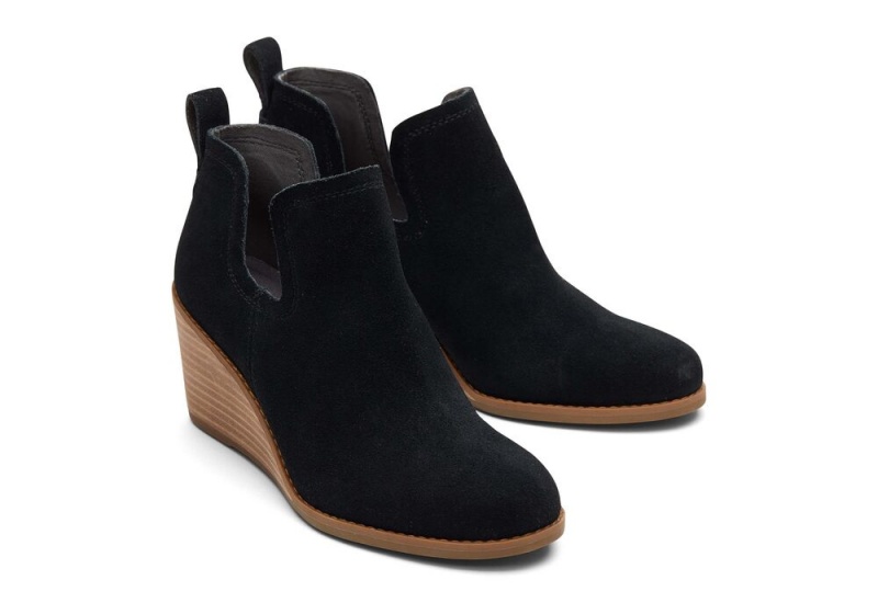 Toms Kallie Wildleder Wedge Weite Breite Schwarz | 7523HQXGD