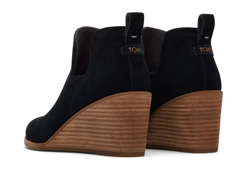 Toms Kallie Wildleder Wedge Weite Breite Schwarz | 7523HQXGD