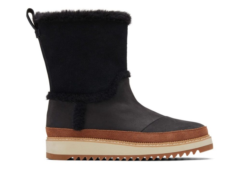 Toms Makenna Wasser Resistant Faux Fur Schwarz | 8706GCBXK