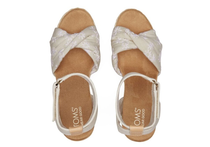 Toms Marisela Floral Embroidered Beige | 1805EVFJU