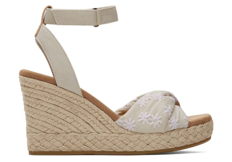 Toms Marisela Floral Embroidered Beige | 1805EVFJU