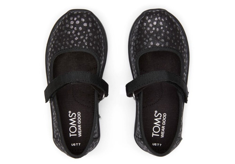 Toms Mary Jane Foil Toddler Shoe Schwarz | 7180IRDTJ