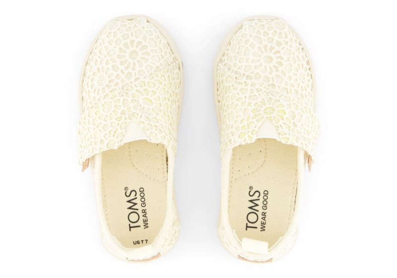 Toms Moroccan Crochet Toddler Shoe Beige | 1496FCWRT