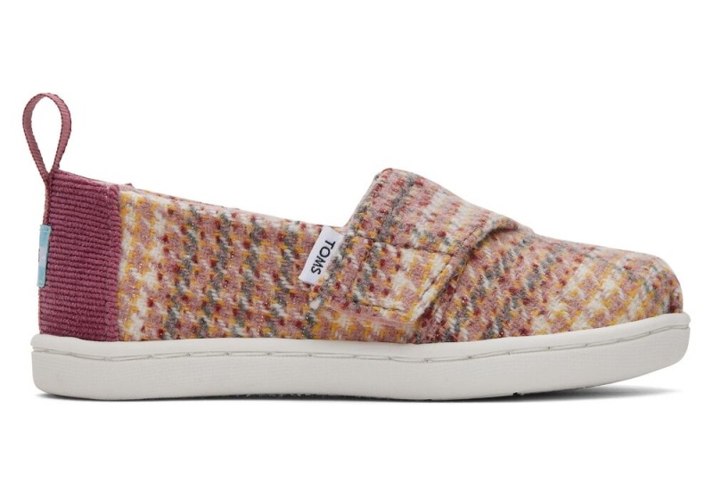 Toms Plaid Tweed Toddler Shoe Rosa | 8576FKQMJ