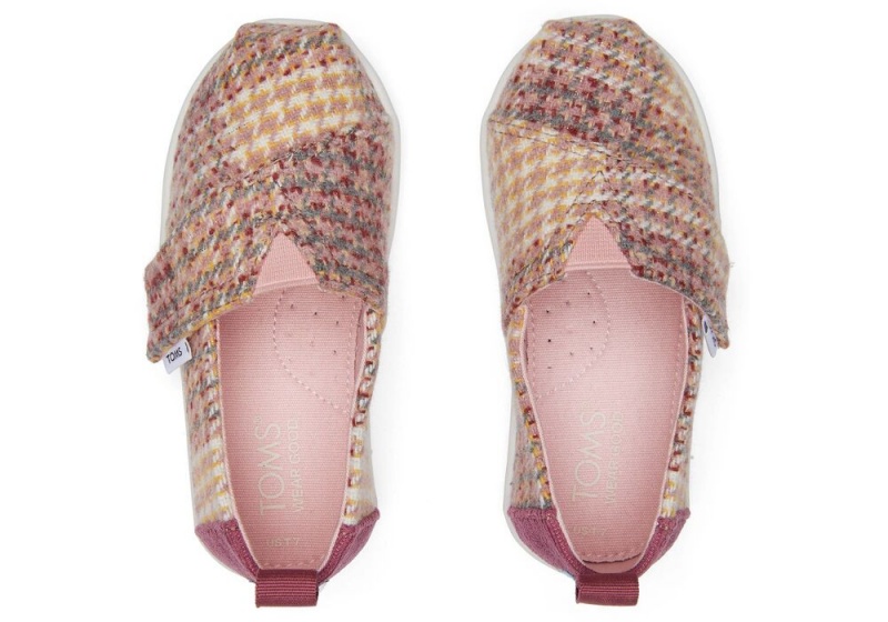 Toms Plaid Tweed Toddler Shoe Rosa | 8576FKQMJ