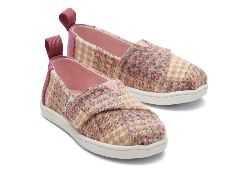 Toms Plaid Tweed Toddler Shoe Rosa | 8576FKQMJ