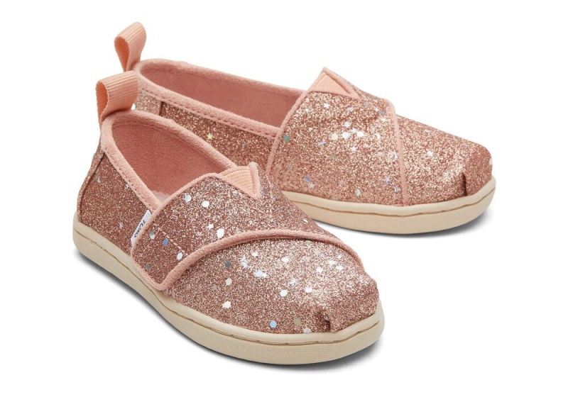 Toms Rose Cosmic Glitter Toddler Shoe Rosa Gold | 6378ZLMWU