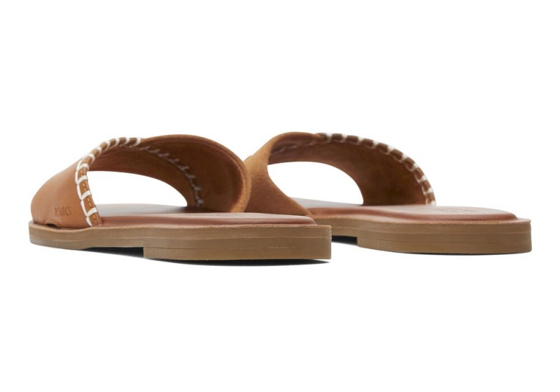 Toms Shea Tan Leder Badelatschen Braun | 4316UWFOS