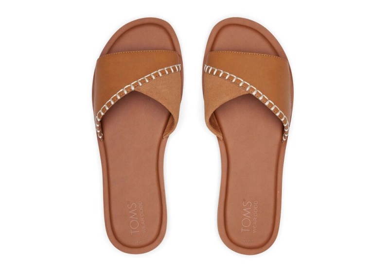 Toms Shea Tan Leder Badelatschen Braun | 4316UWFOS